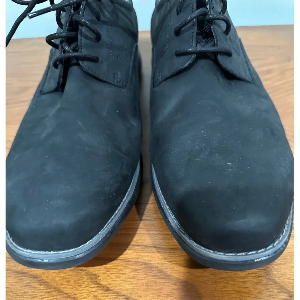 Rockport Garett Plain Toe Oxford Shoes Mens 13W Black Nubuck Leather CI5547